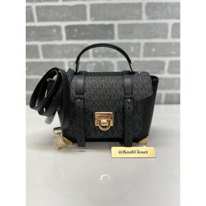 Michael Kors satchel manhattan medium leather bag black